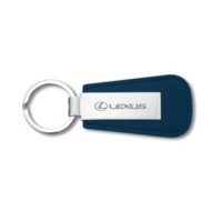 Blue Leather/Metal Keyrings