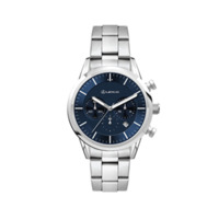 Ladies Chronograph Watch  Stainless Steel Case + Blue Face